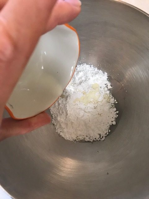 add and mix the ingredients for the glaze