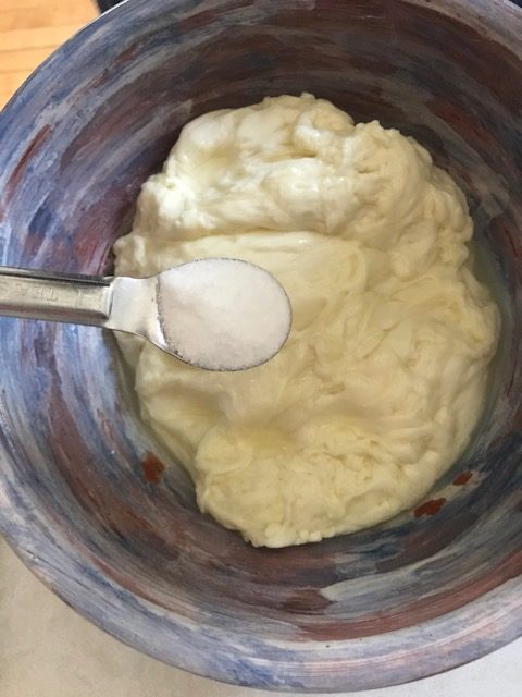 adding salt to the mozzarella cheese