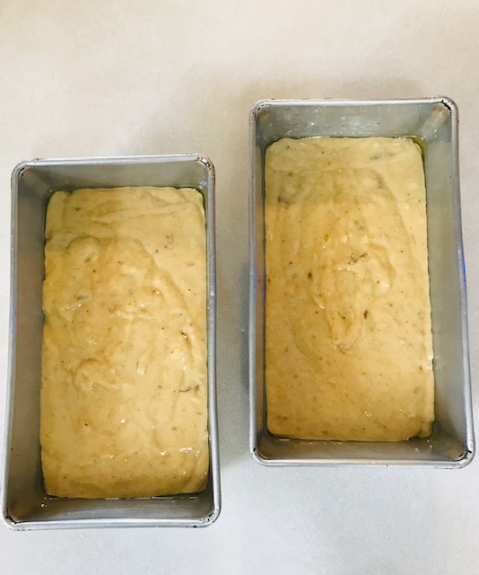 banana bread ready to go into the oven