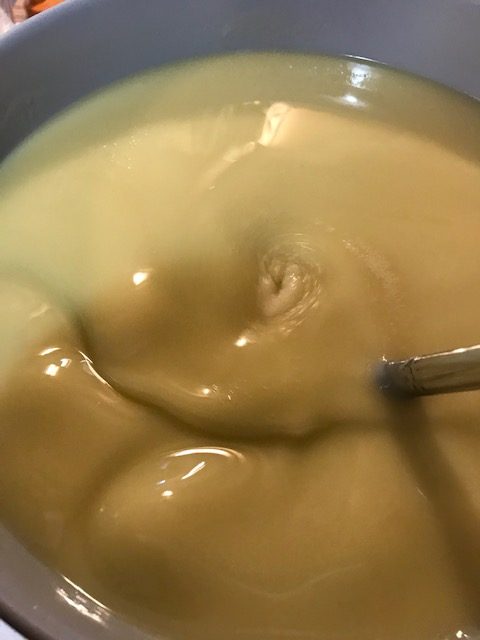 blending the lye, oils, and milk