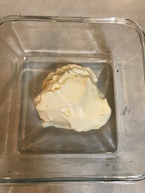 Butter in a glass dish