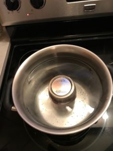 jar of jelly in a water bath
