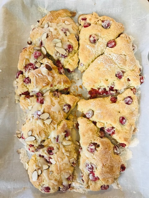 finished cream cheese cherry scones