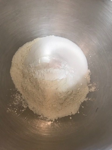 flour, sugar, baking powder, and salt