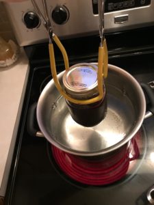 pulling jar from hot water bath
