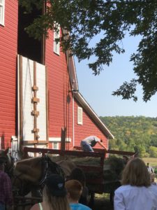 lifting hay into the loft