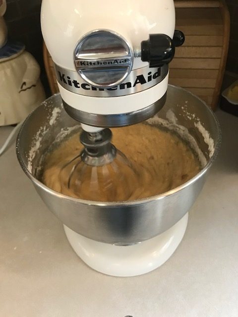 mixing the ingredients for bread