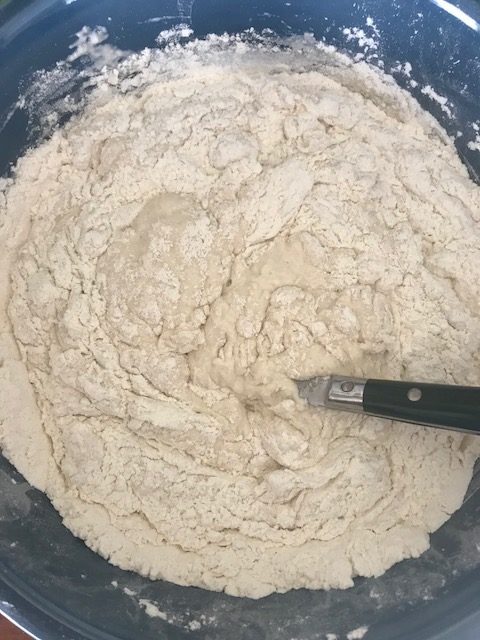 mixing bread dough