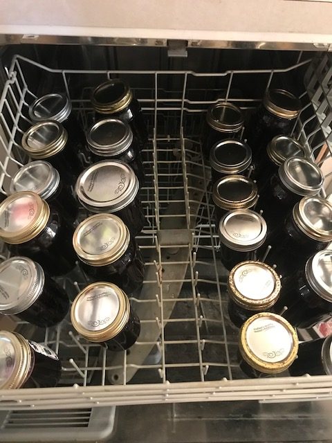 processing grape jelly in the dishwasher