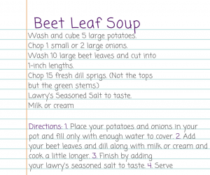 Recipe for Beet Leaf Soup