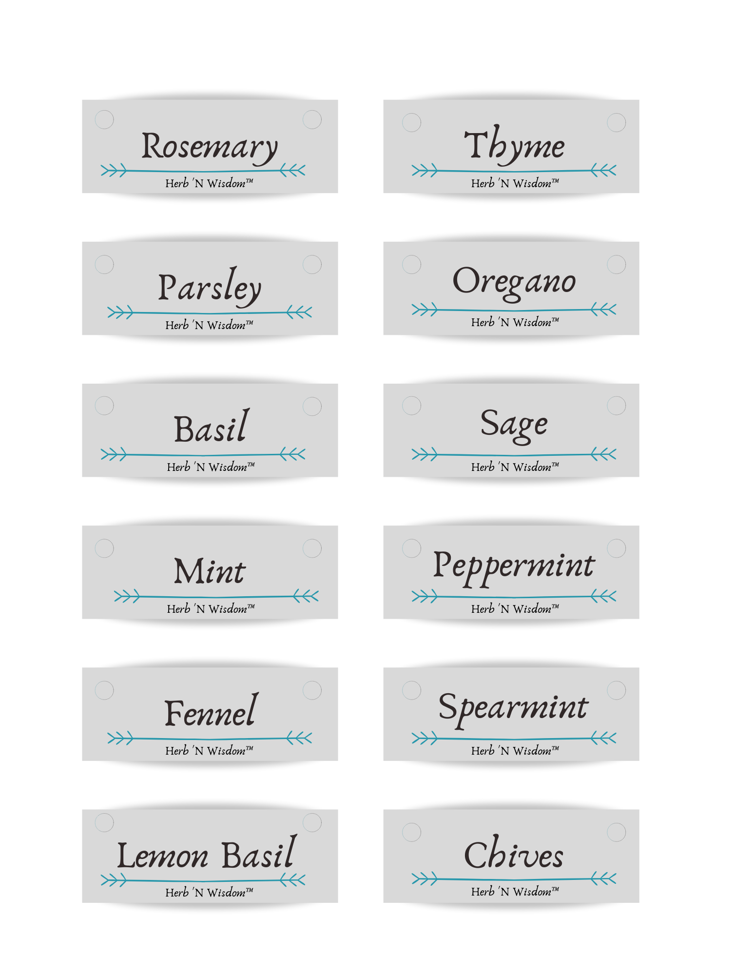 Printable Herb Labels by Herb 'N Wisdom™